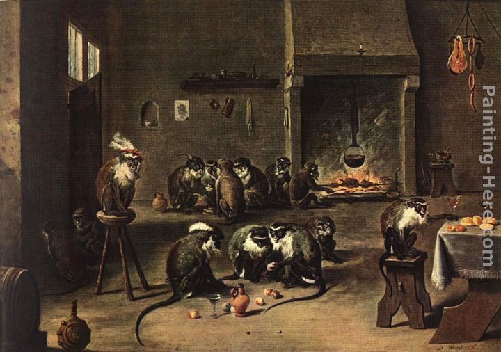 Apes in the Kitchen painting - David the Younger Teniers Apes in the Kitchen art painting